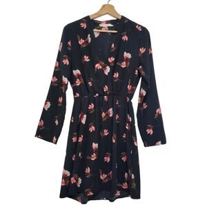 All In Favor | Floral Deep V-Neck Long Sleeve Dress